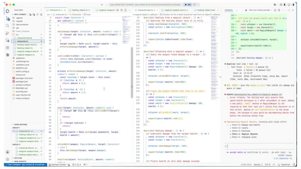 screenshot of an IDE with code and Agentic AI chat window.